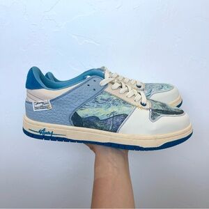 Galartsy Van Gogh Starry Night White Blue Skate Sneakers Tennis Shoes Size 43